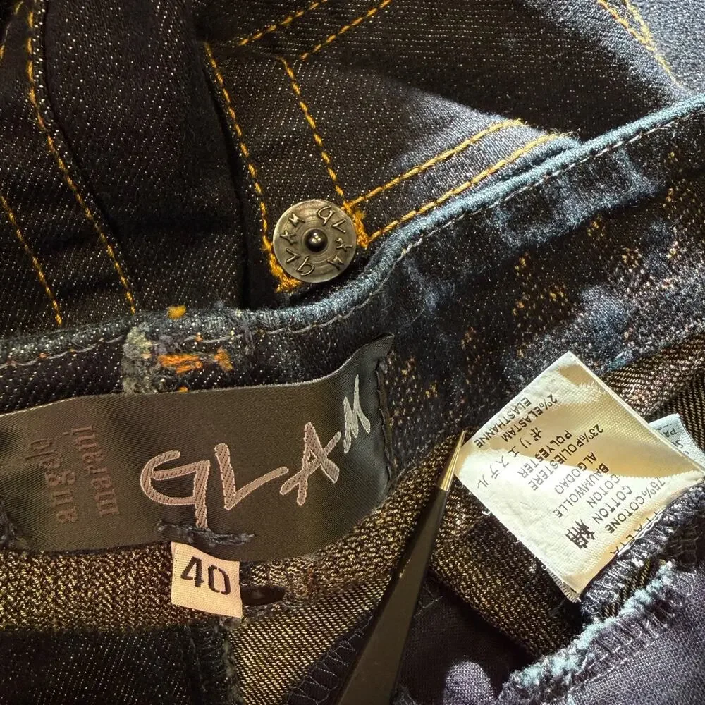 Angelo Marani Glam 40(27/28) women’s blue denim jeans Made In Italy